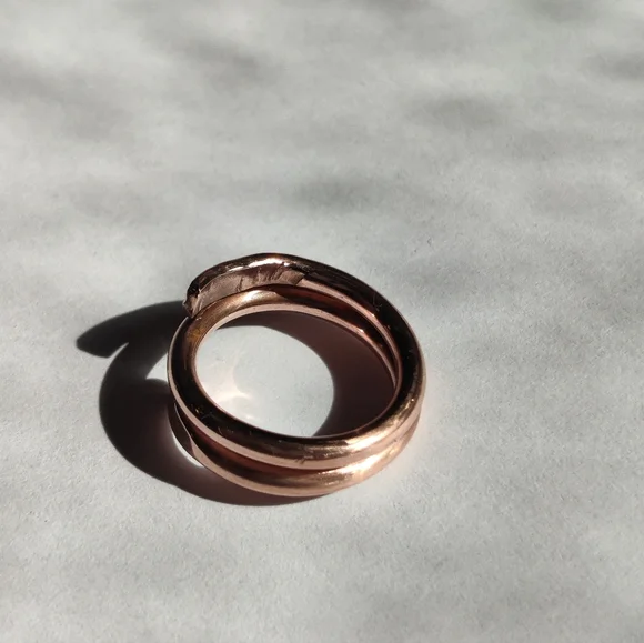 Simple Wrapped Copper Ring W/ Hammered Ends - Picture 6 of 8